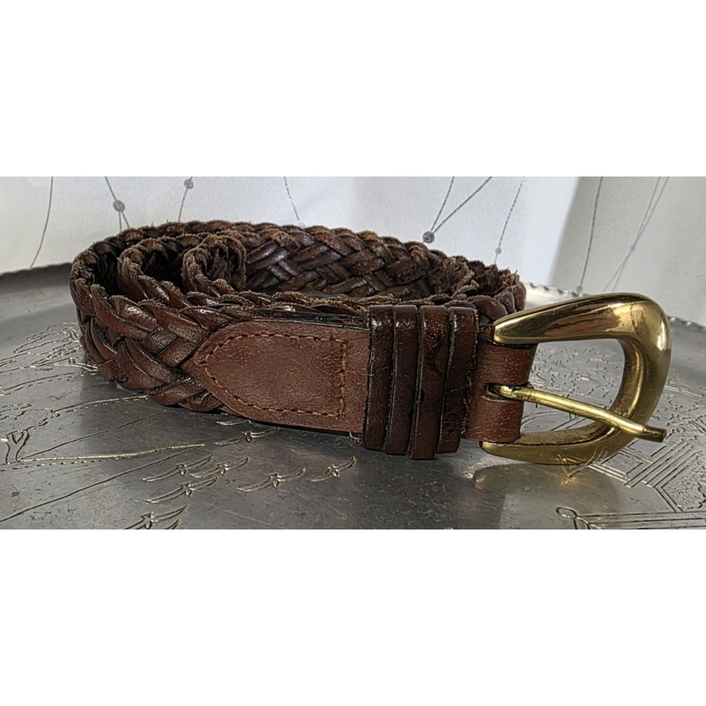 Mens Leather Belt Large 40 Braided‎ Brown Staple Western Classic Charter Club